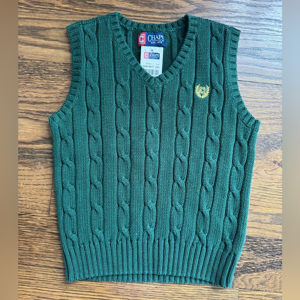 Chaps Kids Green Cable Knit Sweater Vest